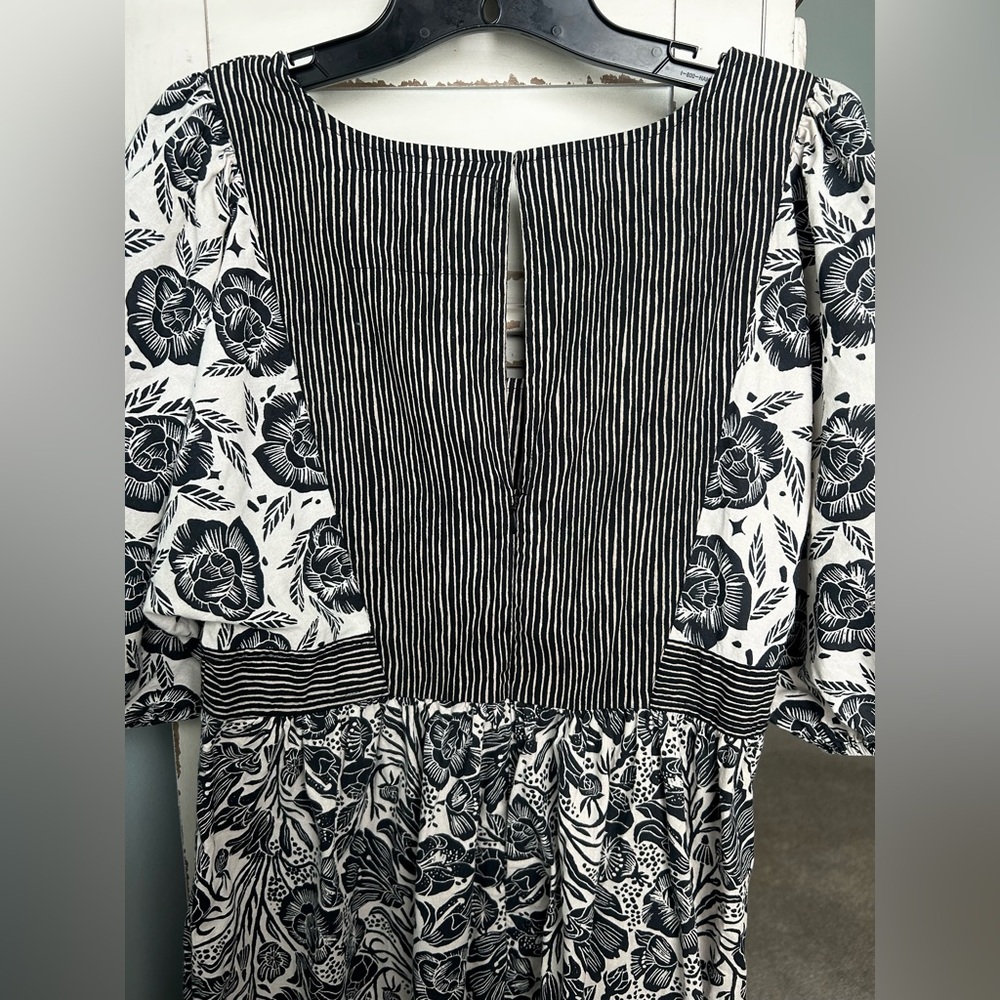 ANTHROPOLOGIE BLOOMINGPRINT Adrienne Flounce Midi Dress Lagenlook Folk Boho Sz 6 - Picture 10 of 15